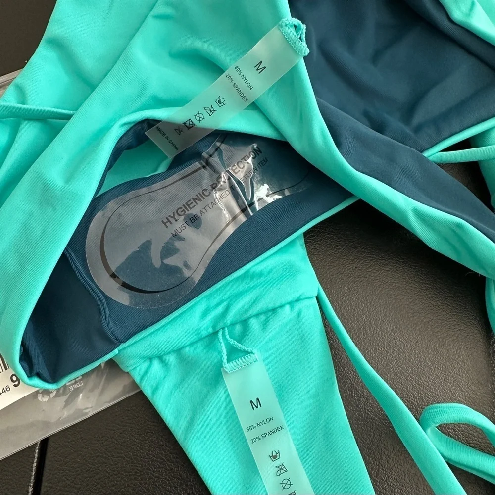 Suuksess Blue Bikini Set Reversable NWOT Medium